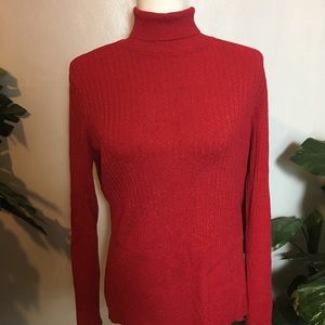 Worthington Sparkly Red Turtleneck Sweater SZ XL